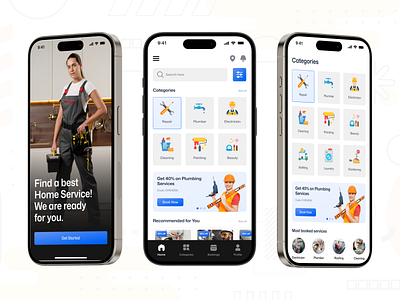 Handyman Services Provider App UI Kit android app app app ui kit cleaning app design figma design handy handyman handyman service app home services ios app mobile app on demand service ui kit service app service booking app services ui ui design ux