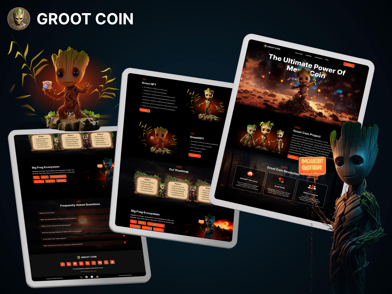 Groot Meme Coin Web UI kit by Bitrix Infotech Pvt Ltd on Dribbble