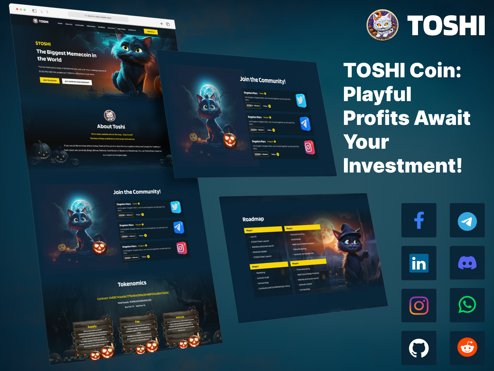 Toshi meme coin UI kit Figma Design by Bitrix Infotech Pvt Ltd on