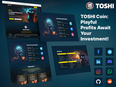Toshi Meme Coin Web UI kit binance crypto crypto currency crypto investment currency design figma design meme coin meme coin landing page responsive token coin toshi coin toshi coin web ui kit ui ux