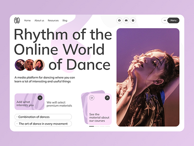 Media Platform for Dancing courses dance dance school dancing dancing platform dancing site design concept figma homepage instructor media platform online courses online platform ui ui design uiux ux design uxui webdesign webpage