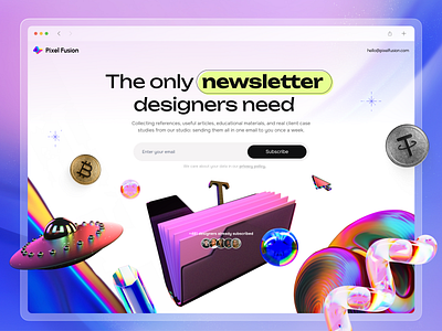 Designer Digest 3d color design digest graphic design illustration landing news site ui vector website