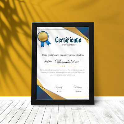 Certificate Design brandidentity certificate design creativeinspiration digitalart dribbbleshot graphicdesign graphics design motiondesign typography webdesign