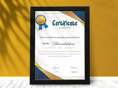 Certificate Design brandidentity certificate design creativeinspiration digitalart dribbbleshot graphicdesign graphics design motiondesign typography webdesign