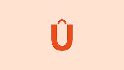 U + Shopping Bag logo negative space shopping typography