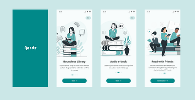 Splash screen and onboarding pages illustration mobile app product design ui ux