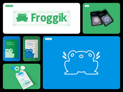 Froggik - Brandbook & Brand Identity 3d animation brand brand identity brandbook branding coin crypto graphic design guidlines illustration logo logo design merch product design typography ui ui kit vector web3