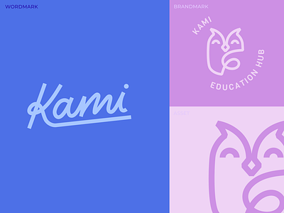 Kami - Educational Hub Branding bran design bran identity branding education lineart logo logo suite online learning orange owl purple blue visual identity