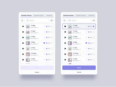 Gemelo AI Voice Library (Mobile) gemelo ai gemelo.ai pop up library voice ai voice changer voice library voice technology voiceover