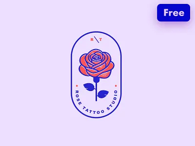 Rose Tattoo Studio Logo Template branding colors design free freebie illustration logo logo badge logo emblem logo stamp logo template red rose rose icon rose logo rose logo design rose logo mark rose tattoo svg tattoo studio logo vector