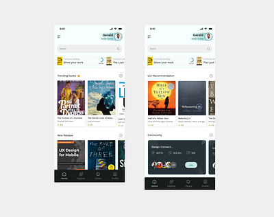Book Library mobile app-Nerdz book library community homepage mobile app product design ui ux