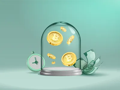 Bitloan reportage 3d bitcoin blockchain branding cash clock coin design exchange glass green illustration loan reportage time ui