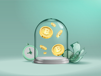 Bitloan reportage 3d bitcoin blockchain branding cash clock coin design exchange glass green illustration loan reportage time ui