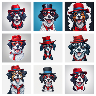 Dapper Dogs in Red design illustration