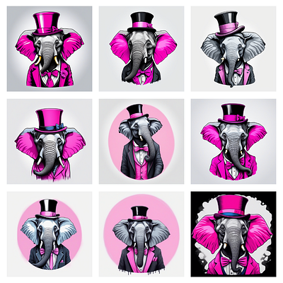 Elegance Elephant in Pink design illustration