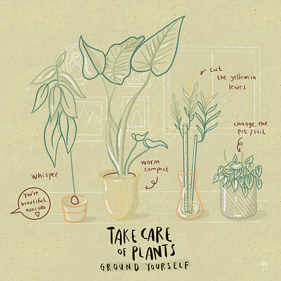 Take Care of Plants cute doodle drawing fancy green house plant illustration plants procreate