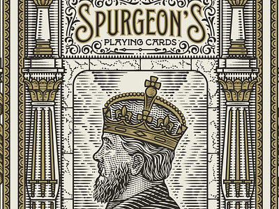 Spurgeon's Playing Cards (Tuckbox) design engraving etching illustration packaging packaging design peter voth design playing cards spurgeon vector