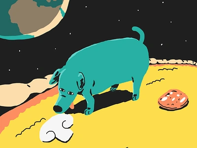 Dog Running on Pizza Planet animation celanimation framebyframe illustration motion graphics phothoshop