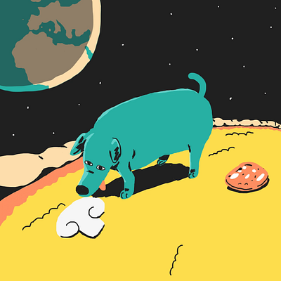 Dog Running on Pizza Planet animation celanimation framebyframe illustration motion graphics phothoshop