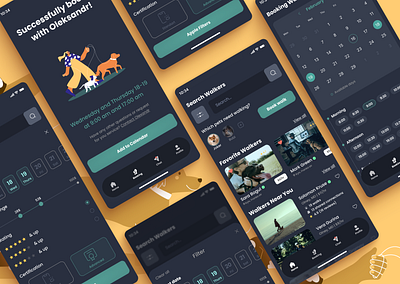 UI/UX Design Dog Walker (filter, search and catalog) mobile app app catalog illustration logo mobile app searche and catalog typography ui ui design uiux ux ux design