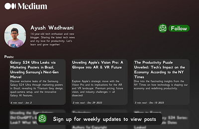 Newsletter Sign Up page newsletter profile ui ux