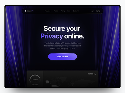 Secure VPN - SAAS Website Design branding dark design graphic design landing page saas ui web design website