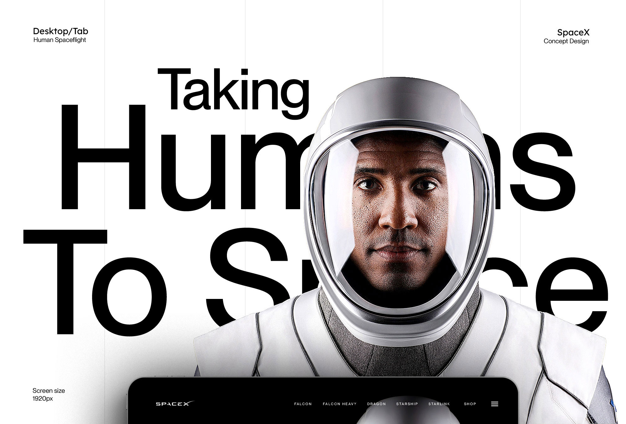 SpaceX Redesign - Spaceflight black and white cosmos inspiration nasa space spacex ui website design