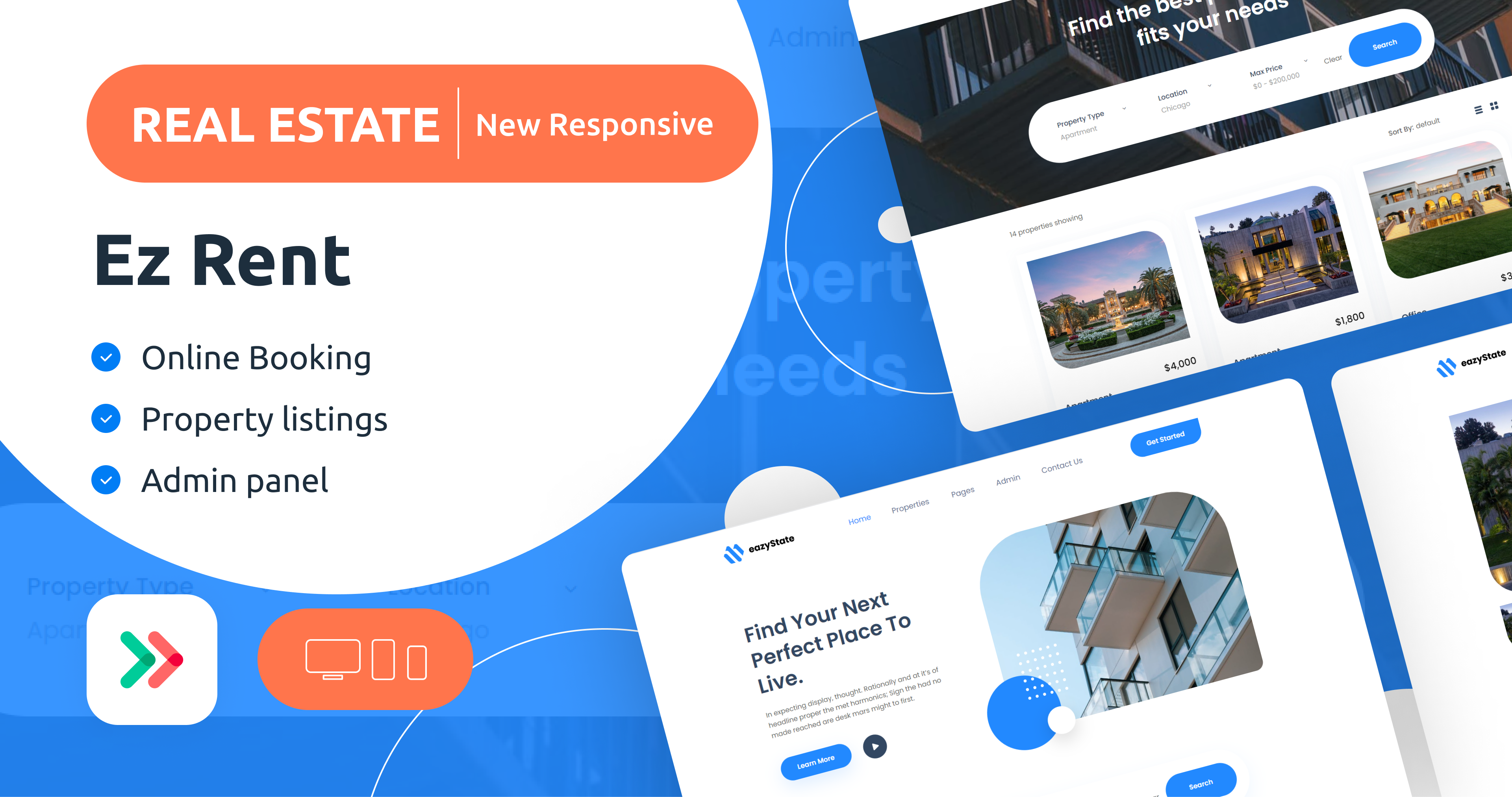 Ez Rent - Real Estate NoCode Web Template bubble.io eazycode nocode real estate rent ui ux web template website