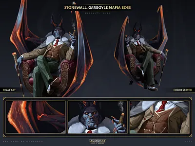 Stonewall, Gargoyle Mafia Boss 2d art cgi character character design concept concept art digital 2d digital art fantasy game game art game of heroes gamepack illustration legendary mobile games