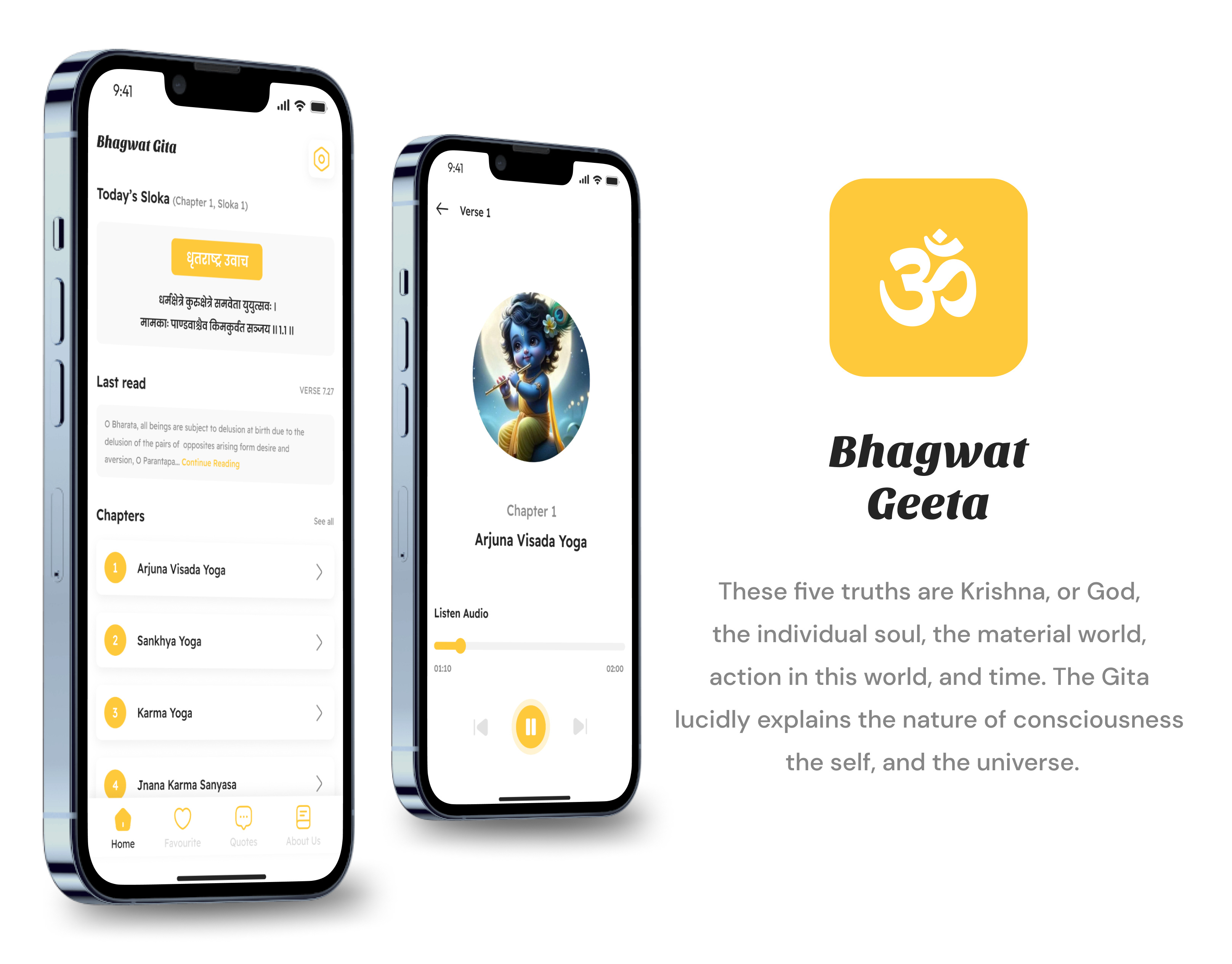 Bhagwat Geeta App application branding design graphic design illustration landing page mobile app ui ux