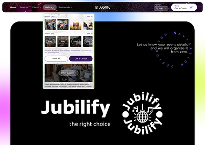 Jubilify - Event Management Top Navigation | Modern Design design navigationbar topnav uidesign ux