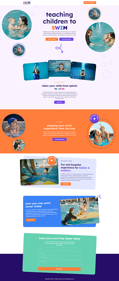 Best Swimming Training Services Lead Generation Landing Page branding design landing page lead generation template wordpress