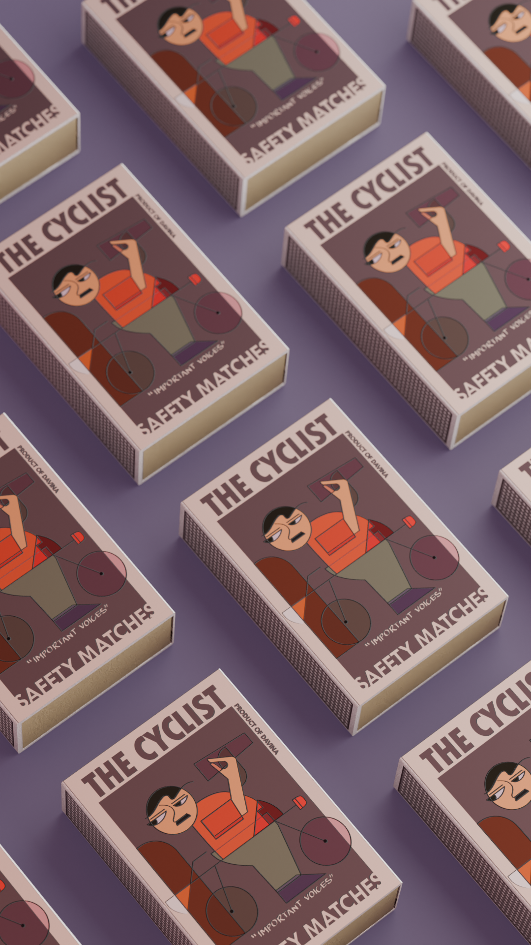 The Cyclist - Matchbox Branding & Product Visualization 3d branding graphic design logo matchbox matches motion graphics nostalgia product product visualization