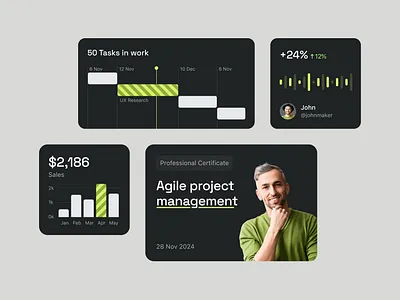 Project manager dashboard agile analytics banner clean ui dashboard project manager statystic timeline widget