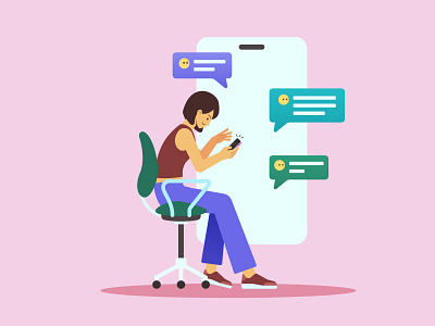 Messaging character chat flat design illustration messaging
