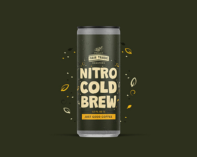 Nitro Cold Brew Packaging can label coffee coffee label cold brew illustration label label design packaging typography