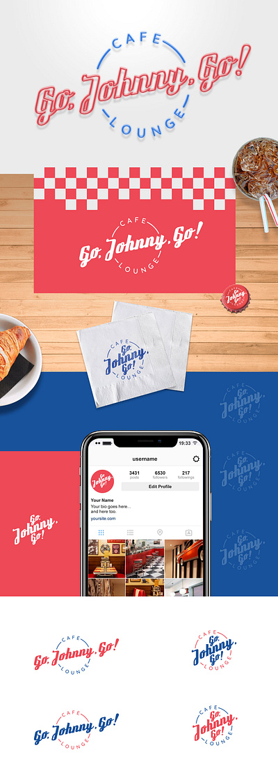 Brand Design - Go, Johnny, Go! Cafe lounge restaurant branding design food illustration logo restaurant vector