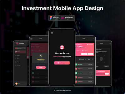 Invest App UI Dark Version branding crypto mobile app dark dashboard dashboard mobile modern grey invest iphonex mobile app design saas ui ux