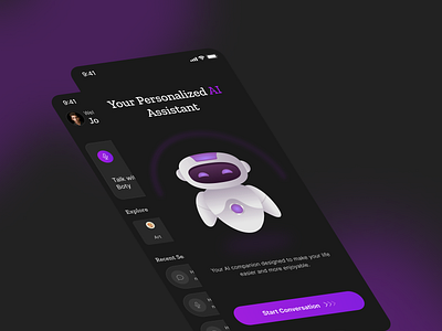 Boty AI ChatBot ai ai assistant application artificial intelligence dark mode mobile app ui user experience user interface ux