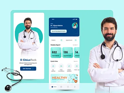 Medical- Doctor-Patient Management App clean creative design doctor happy medical mobile app patient responsive ui ux visual design
