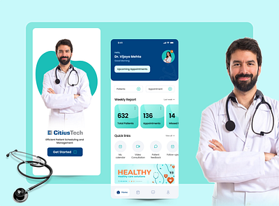 Medical- Doctor-Patient Management App clean creative design doctor happy medical mobile app patient responsive ui ux visual design