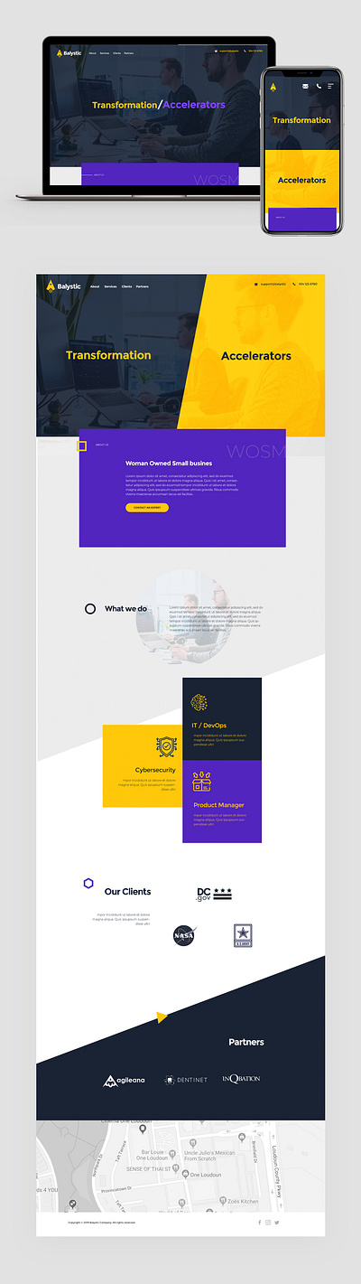 Landing page concept - IT accelerator company creative graphic design landingpage purple web yellow