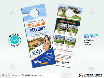 Buying or Selling Real Estate Door Hanger Canva Template buying door hanger buying or selling door hanger canva canva realtor door hanger door hanger canva template