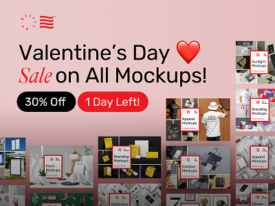 Valentine’s Day Sale! ❤️ apparel billboard branding corporate design download front identity logo mockup mockups outdoor packaging psd sale stationery sticker template typography valentines