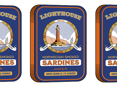 Lighthouse Sardines branding graphic design halftone illustration label lighthouse matchbox packaging retro safety matches sardines tattoo vintage