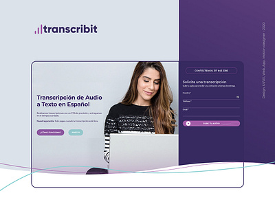 Transcribit - Landing page design concept graphic design illustration landing marketing mint page purple transcription ui ux web website