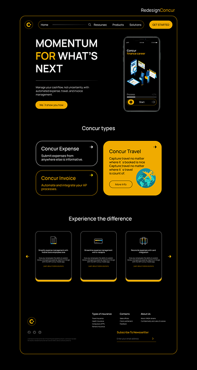 SAP Concur. Redesign(black theme) app branding design graphic design illustration landing page logo redesign research typography ui uiux design ux vector