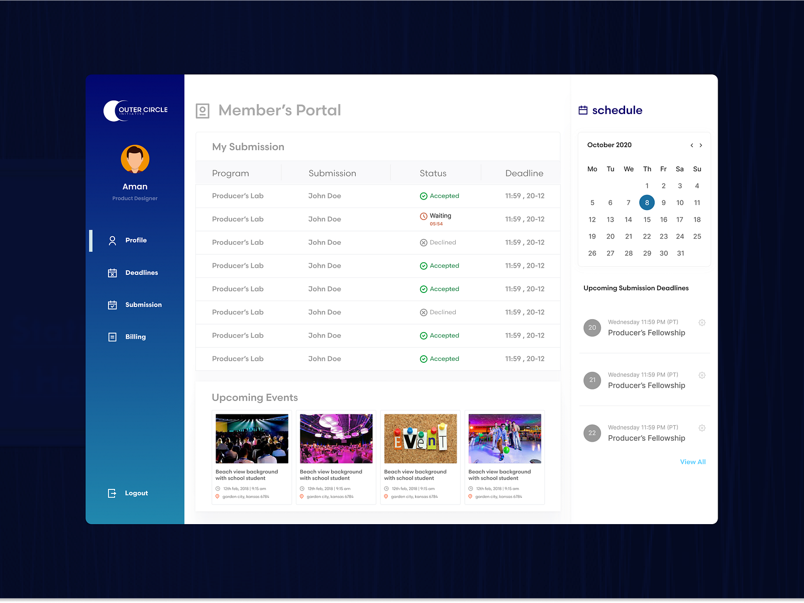 Events management Ui by Graphica Crew on Dribbble