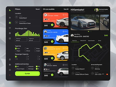 LuxeDrive - Taxi Booking Dashboard additional amenities car dashboard design enter destination location payment pick up rent search sumbit type car ui uiux ux