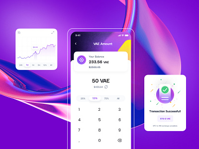 Vold.ai - Select amount blockchain chart mockup purple screen success token wallet